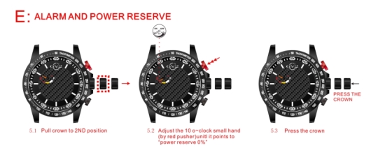 Setting the Alarm and Power Reserve Indicator